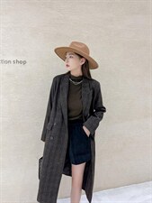 长款格纹毛呢大衣，其它，Balance Studio