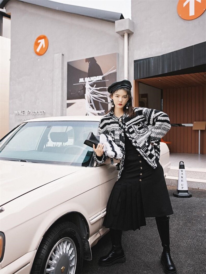 粗纺夹棉外套，女装，YOUER DENG