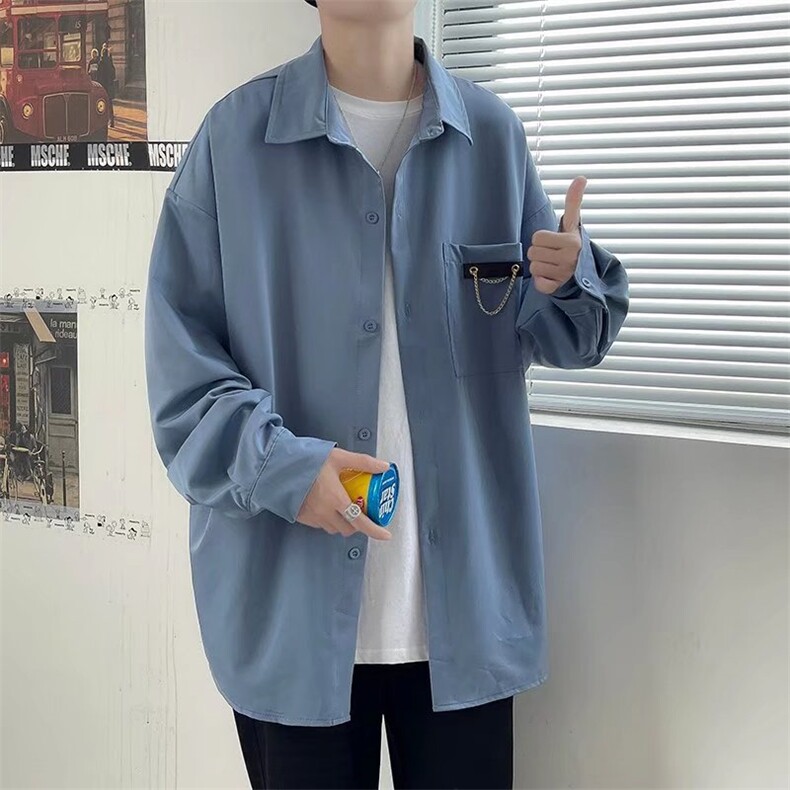 港风长袖衬衫男士新款ins潮牌印花宽松日系休闲工装衬衣SY081P30,男装衬衫,星座1116-2