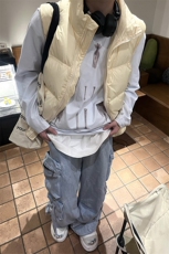 冬季羽绒马甲光板纯色休闲加厚保暖男女同款B7604-P100【特价】，男装棉衣，电商A007