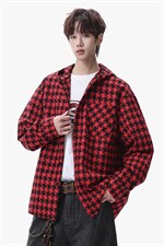 衬衫男春季新款港风宽松连帽大码格子长袖衬衣CS1981-P42，男装衬衫，星座214-3