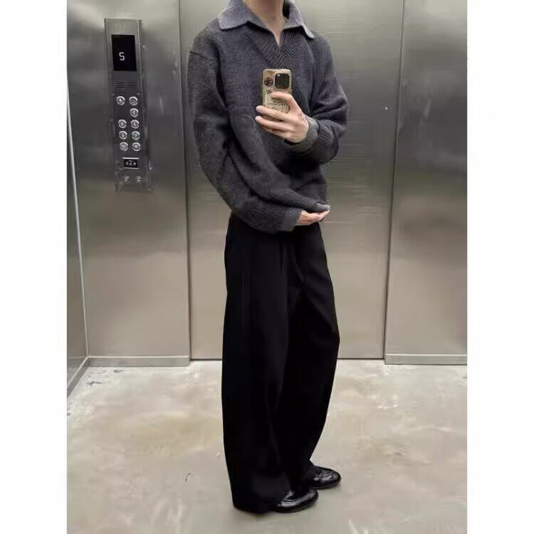 【网图】高品质复古假两件针织衫男慵懒高级感宽松毛衣外套,男装针织衫/毛衣,星座410-7