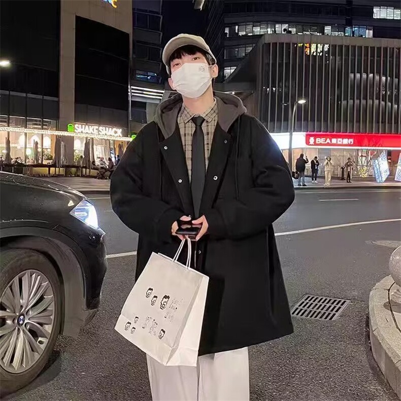 中长款风衣撞色外套男秋冬男士毛呢大衣时尚设计感夹克RR02P63,男装风衣,星座1013-5