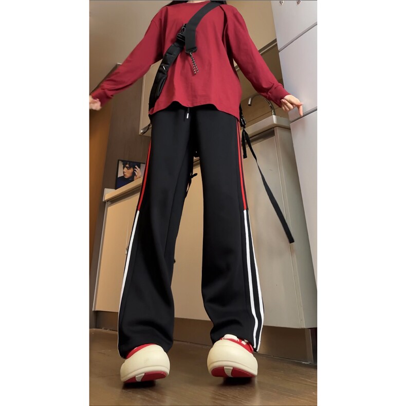 抖音品质秋季新款条纹设计宽松休闲卫裤B315-K24282-特p40控78,男装休闲裤,电商B315