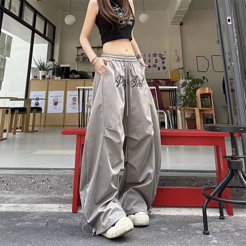 美式高街休闲裤男女韩版潮流字母阔腿2025夏季ins长裤K6218-P41,男装休闲裤,星座412-3
