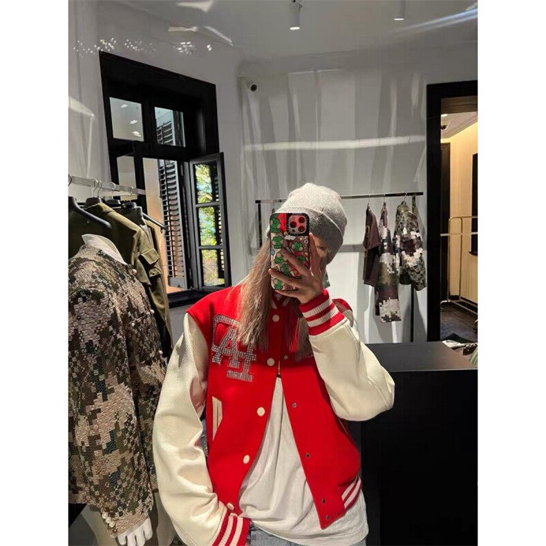 春季新款港风美式潮流短款白敬亭同款烫钻夹克棒球服JK1435-P105,男装夹克,星座313A(原308A-2)