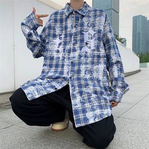 春季新款长袖衬衫男港风宽松青少年潮流百搭休闲衬衣CS077-P42图片