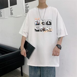 短袖男夏宽松纯棉T恤男百搭港风韩版情侣中性日系潮DT0250 P20图片