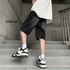 B221美式ins高街暗黑设计感直筒五分牛仔裤LK23072-P50控68，男装牛仔裤，电商B221
