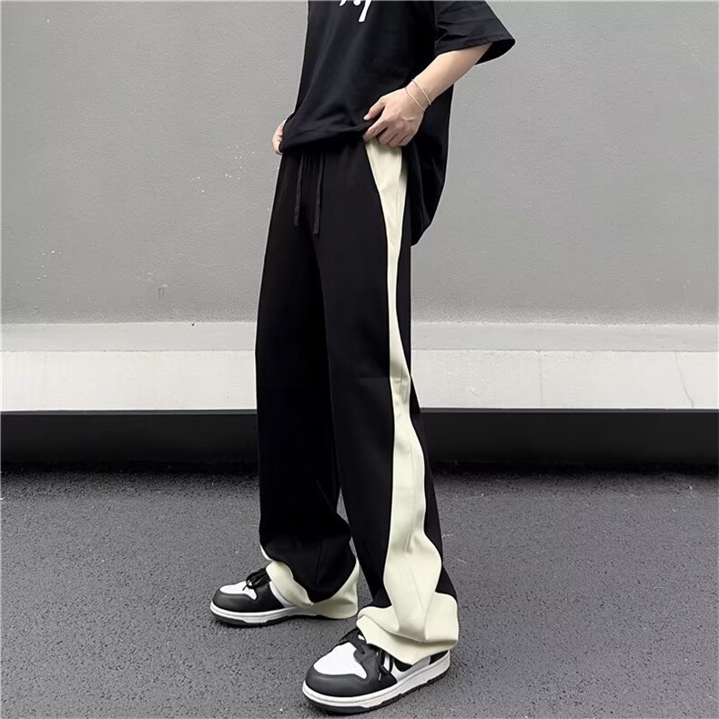 拼接运动裤卫裤男宽松阔腿哈伦裤设计感裤子K0491-P40,男装休闲裤,星座308B-1
