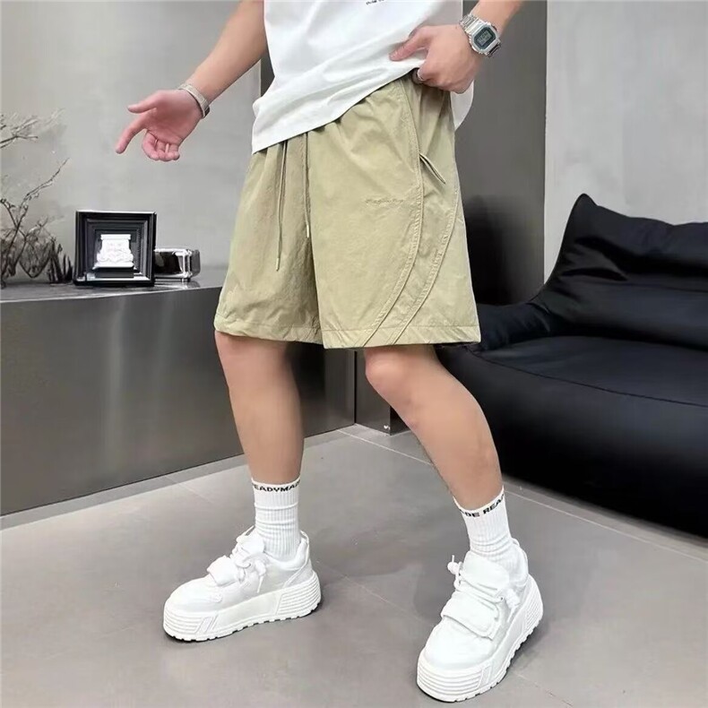 美式短裤男士2025夏季宽松休闲运动裤速干薄款纯色百搭简约五分裤,男装牛仔裤,星座1210-1