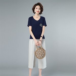 2021年夏新款套装休闲大码宽松女套装3205款图片