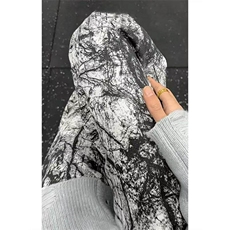美式彩印泼墨油画阔腿牛仔裤休闲裤男涂鸦宽松弯刀直筒裤WN688，男装牛仔裤，四季星座610B