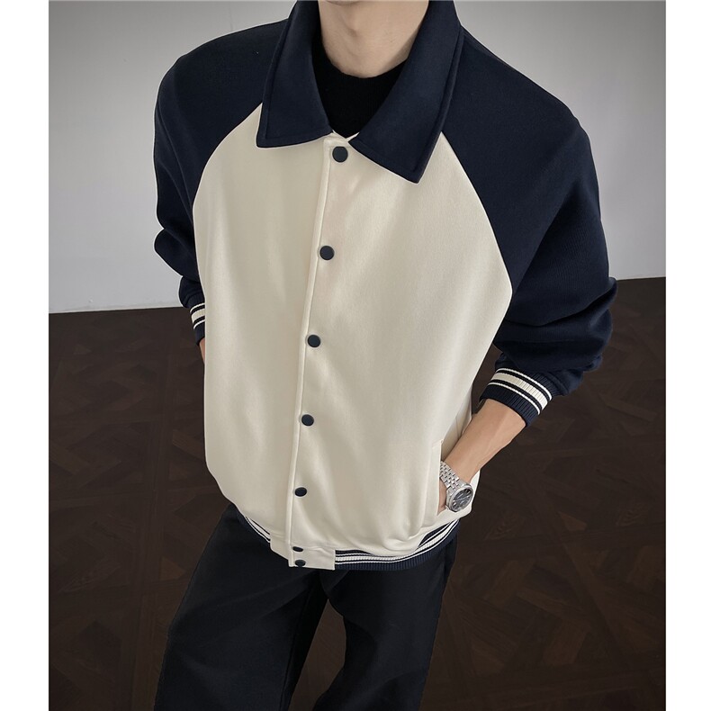 重磅420克boxy短款开衫翻领卫衣外套棒球服撞色外套男D9898-P68,女装短外套,星座610B-1