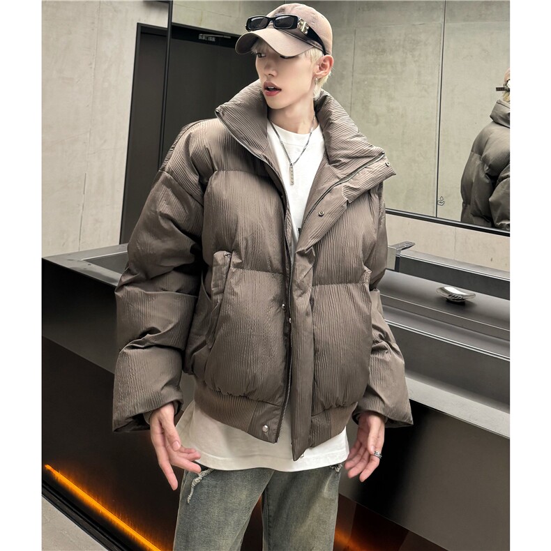 美式复古黑色立领面包服棉衣冬季加厚外套潮牌短款棉服MY98-P118,男装棉衣,电商C307