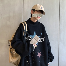 男装加绒加厚高领卫衣印花落肩袖情侣款打底衫XZ514-2-G88-P48，男装T恤，星座514-2(原B239)
