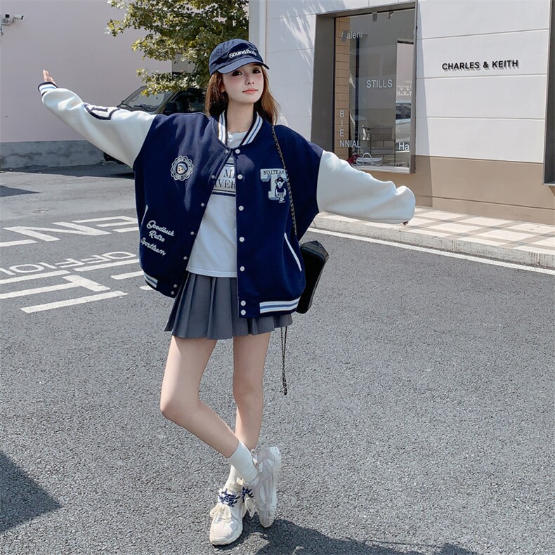 现货春秋转新款贴标刺绣上衣夹克棒球服女潮182-8661P140K198,女装短外套,浙宝182A