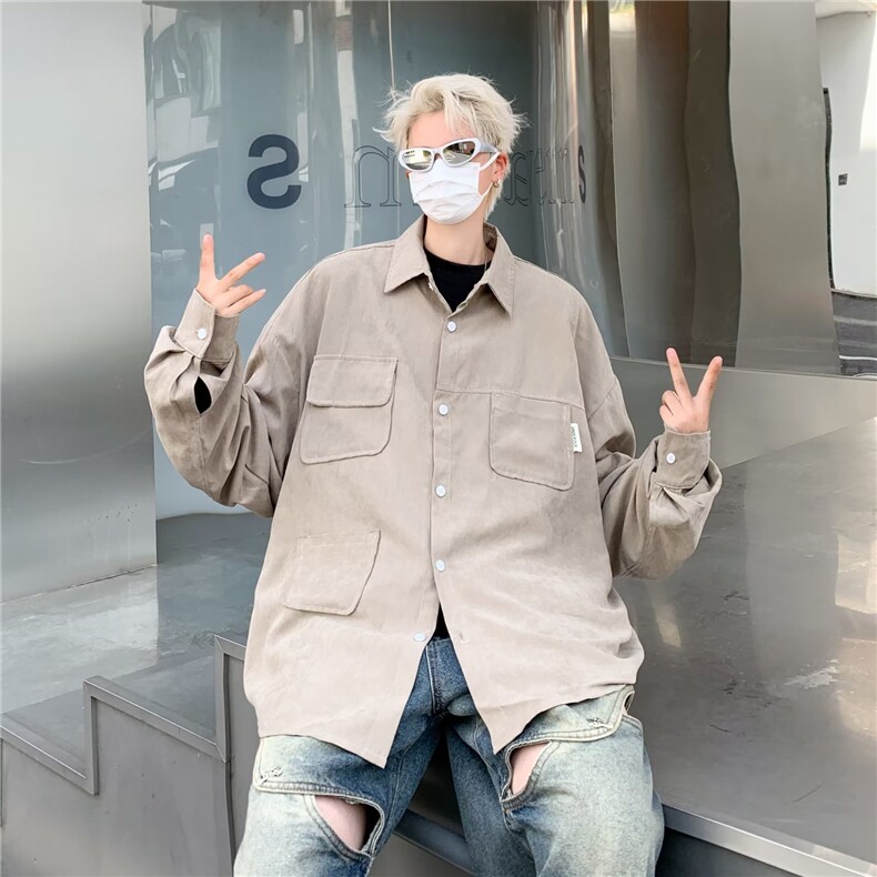 男长袖秋季新款日系复古潮流潮牌痞帅百搭衬衣RJ13P38,男装衬衫,星座1116-2