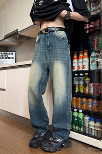 复古蓝色牛仔裤男 M-3XL 直播平直 P65控88图片