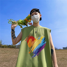 华夫格背心直播高品质重磅220克爱心印花HB793-P25控38，男装背心/马甲，星座508（原C305）