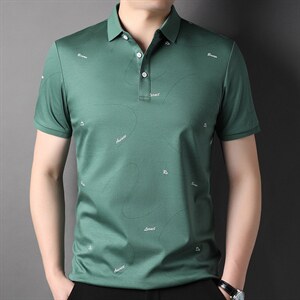 男士轻奢短袖T恤时尚潮流翻领半袖商务纯色上衣服体恤男装图片