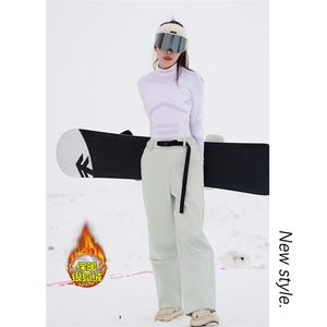 冬日多巴胺滑雪裤男女加绒加厚防水单板双板登山裤K1002J加绒-P75图片