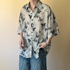 夏季现货印花短袖衬衣男潮牌冰丝花衬衫A351-AC25603-p48控89，男装T恤，电商A351