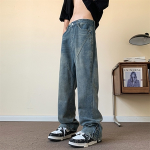 设计感微喇宽松直筒长裤夏季新款美式高街牛仔裤男 现货K8091-P45图片