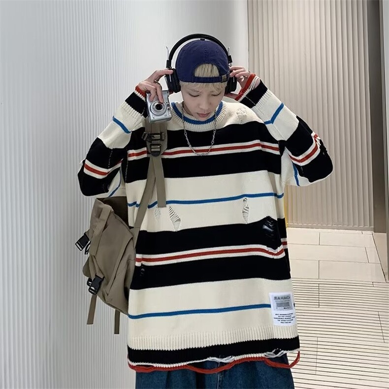 美式街头设计感圆领毛衣男慵懒风休闲针织衫X857P38,男装针织衫/毛衣,星座1116-2