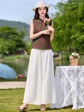 现货2026年夏季新中式上衣麻料阔腿裤子，可分开卖，女装套装/套裙，艾仟回(原伊仟回)