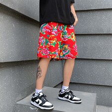 DK2009男士休闲东北大花短裤沙滩裤风民族特色大码男五分裤潮图片