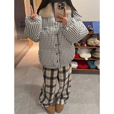 韩版复古条纹翻领棉服外套女学生冬季美式加厚简约保暖面包服棉衣，男装棉衣，星座506A
