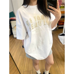 万针全刺绣工艺抖音得物高品质260克重磅纯棉双纱美式高街短袖T恤图片