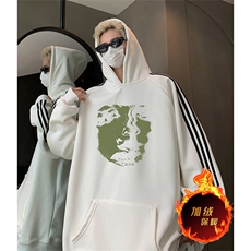 抖音得物供货提供视频秋冬重磅美式宽松织带连帽卫衣0616，男装卫衣，电商A486