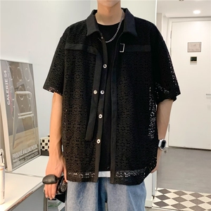 夏季新款衬衫潮流慵懒男方领衬衫 P46图片