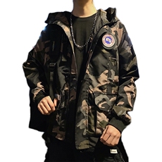 休闲男士秋季青少年日系迷彩宽松工装夹克潮流连帽外套J，男装棉衣，电商B226-2（原B217-2）