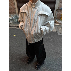网加厚夹棉棒球服男士时尚解构保暖外套男飞行员棉衣潮B85-P77
