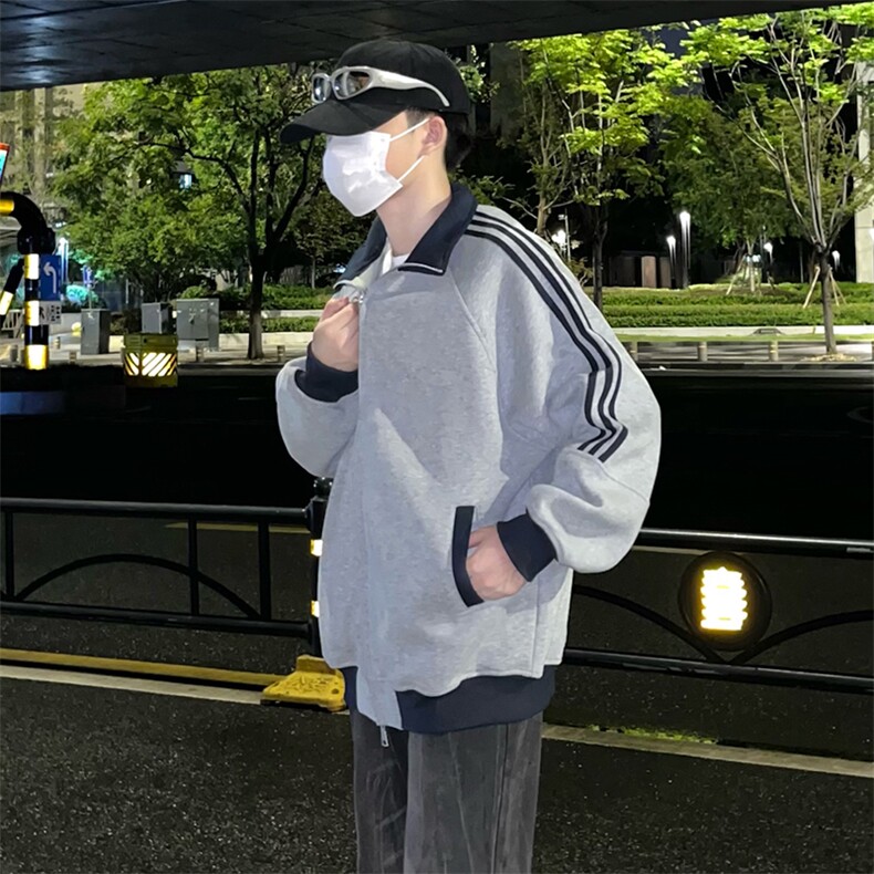 抖音得物高品质26春装美式高街重磅结构拼接织带立领卫衣外套CM42,女装短外套,电商A486-1