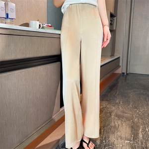 醋酸缎面阔腿裤女夏季新款高腰垂感宽松直筒裤图片