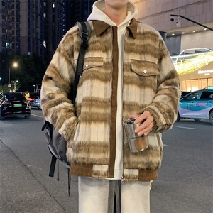 夜景小香风格子大衣男冬季复古潮牌韩系呢子外套F1237 特P90图片