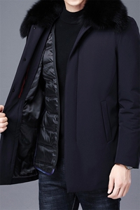 可脱卸羽绒内胆加厚爸爸装羽绒服可卸狐狸毛领外套ZL9503-P320图片