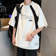 ins时尚潮牌夏季青春流行潮流短袖简约T恤圆领男潮标准落肩袖，男装T恤，星座716-4