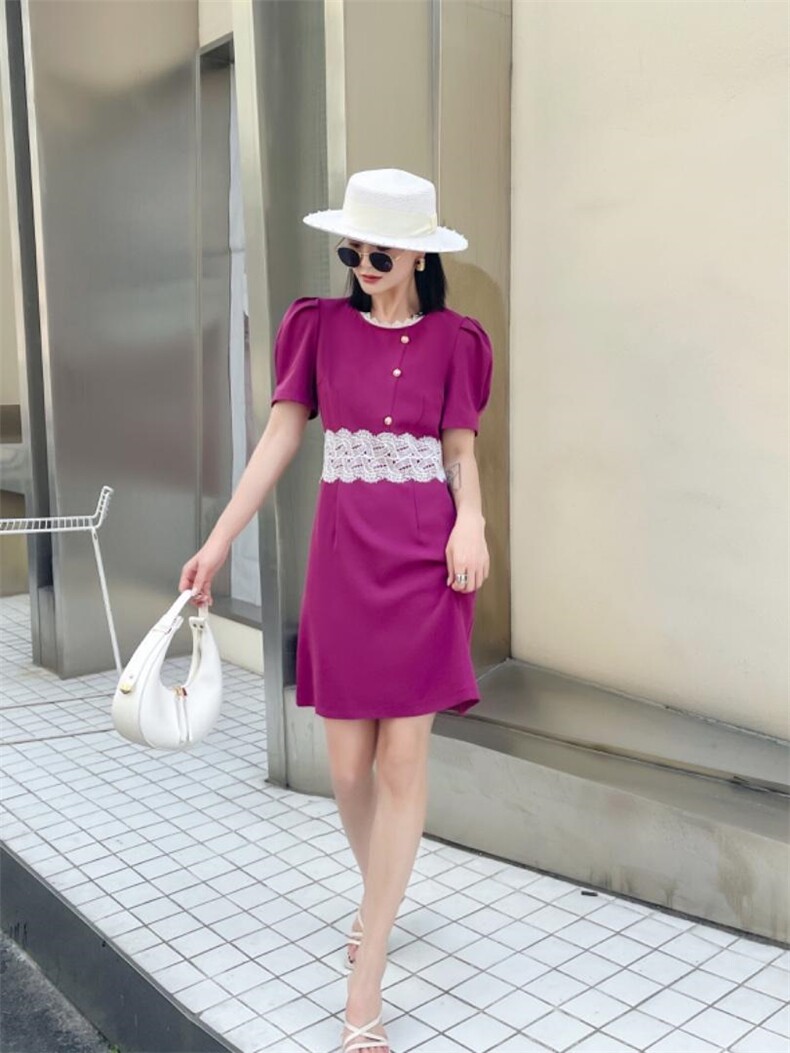 镂空花边拼接连衣裙，女装连衣裙，天使公主