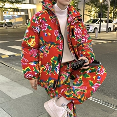TZ206男女休闲新中式汉服连帽棉衣加绒裤套装风潮表演出潮，男装棉衣，星座115A(原星座507）