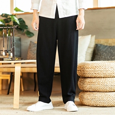 秋季中国风棉麻休闲裤男大码哈伦小脚裤亚麻男裤6008-1/K031/P75，男装休闲裤，电商A008