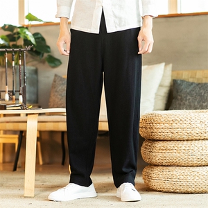 秋季中国风棉麻休闲裤男大码哈伦小脚裤亚麻男裤6008-1/K031/P75图片