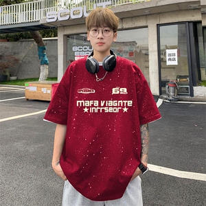 量大优供抖音视频 支持得物配合二开美式满天星亮片短袖T恤MTX350图片
