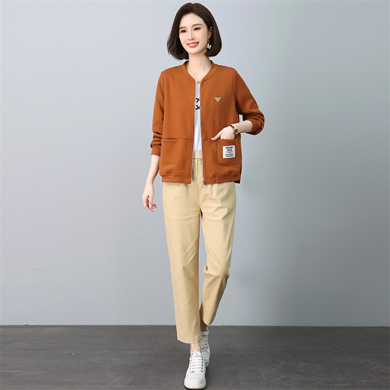 2025春秋中年妈妈外套女卫衣套装女装运动服开衫上衣,女装套装/套裙,忆绮罗