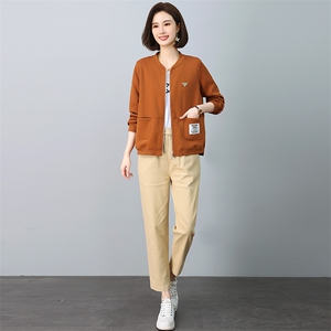 2025春秋中年妈妈外套女卫衣套装女装运动服开衫上衣图片