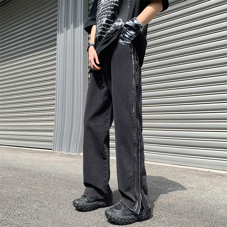 牛仔高街拉链牛仔裤水洗牛仔开叉裤313A-1-NZ035-P65控78,男装牛仔裤,星座808A-1